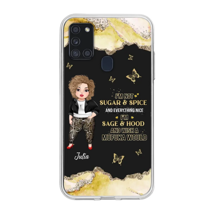 Custom Personalized Chubby Girl Phone Case for iPhone/ Samsung - Gift Idea For Friends/ Birthday - I'm Sage & Hood And Wish A Mufuka Would