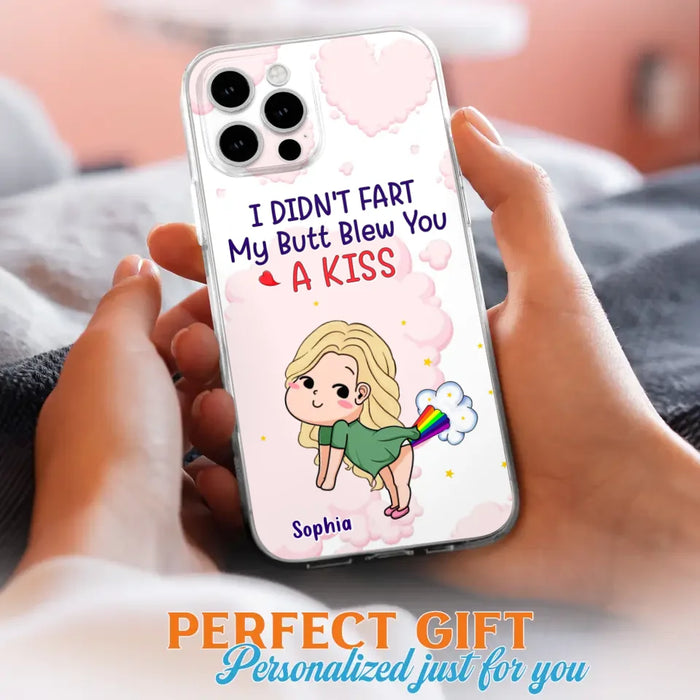 Personalized Fart Couple Phone Case - Funny Valentine's Day Gift For Couple - I Didn't Fart My Butt Blew You A Kiss - Case For iPhone And Samsung