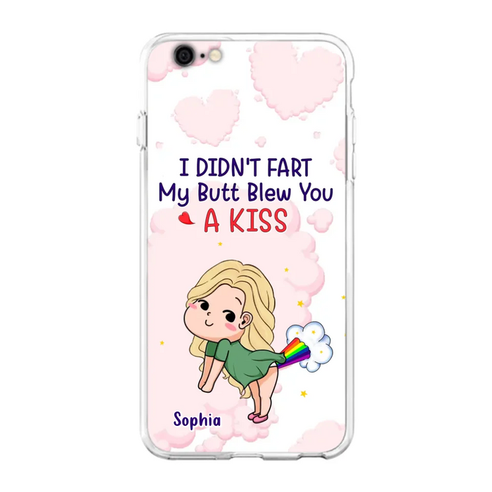 Personalized Fart Couple Phone Case - Funny Valentine's Day Gift For Couple - I Didn't Fart My Butt Blew You A Kiss - Case For iPhone And Samsung