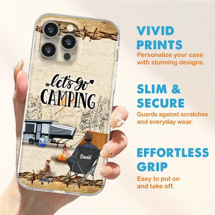 Custom Personalized Camping Phone Case - Gift Idea For Camping Lovers - Couple/Single Man/Woman With Upto 6 Pets - Let's Go Camping - Cases For iPhone & Samsung