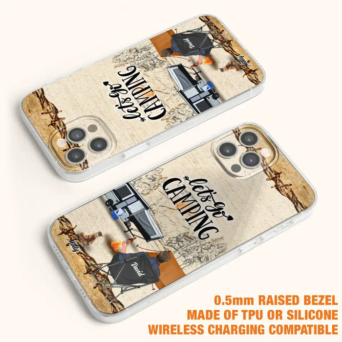 Custom Personalized Camping Phone Case - Gift Idea For Camping Lovers - Couple/Single Man/Woman With Upto 6 Pets - Let's Go Camping - Cases For iPhone & Samsung