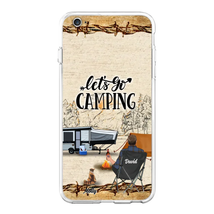 Custom Personalized Camping Phone Case - Gift Idea For Camping Lovers - Couple/Single Man/Woman With Upto 6 Pets - Let's Go Camping - Cases For iPhone & Samsung