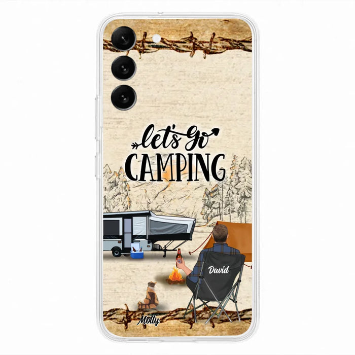 Custom Personalized Camping Phone Case - Gift Idea For Camping Lovers - Couple/Single Man/Woman With Upto 6 Pets - Let's Go Camping - Cases For iPhone & Samsung