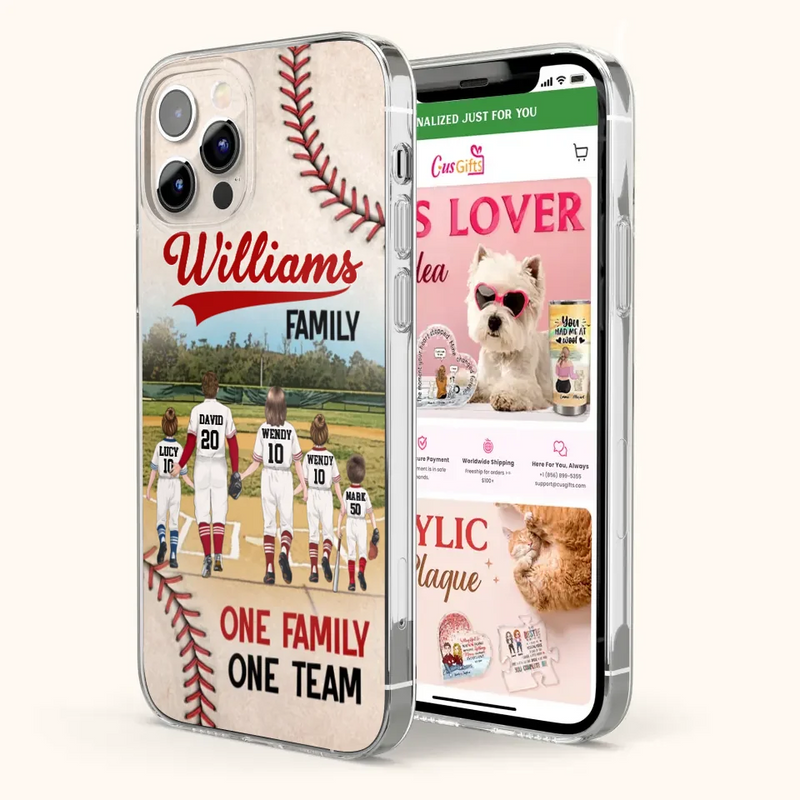 Personalized Baseball Family Phone Case - Up to 3 Children - Valentine's Day/Birthday/Anniversary Gift For Husband & Wife - One Family One Team - Case for iPhone/Samsung