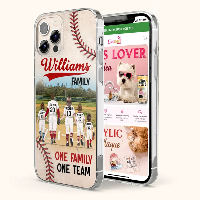 Custom Personalized Baseball Family Phone Case - Upto 3 Children - Gift Idea For Valentine's Day/Birthday/Anniversary/ Mother's Day Gift For Wife From Husband - One Family One Team - Case for iPhone/Samsung