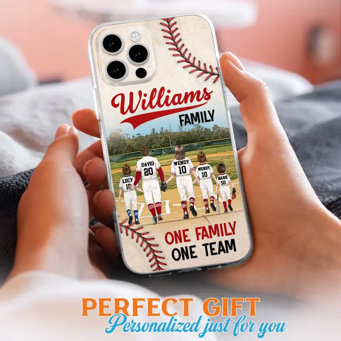 Custom Personalized Baseball Family Phone Case - Upto 3 Children - Gift Idea For Valentine's Day/Birthday/Anniversary/ Mother's Day Gift For Wife From Husband - One Family One Team - Case for iPhone/Samsung