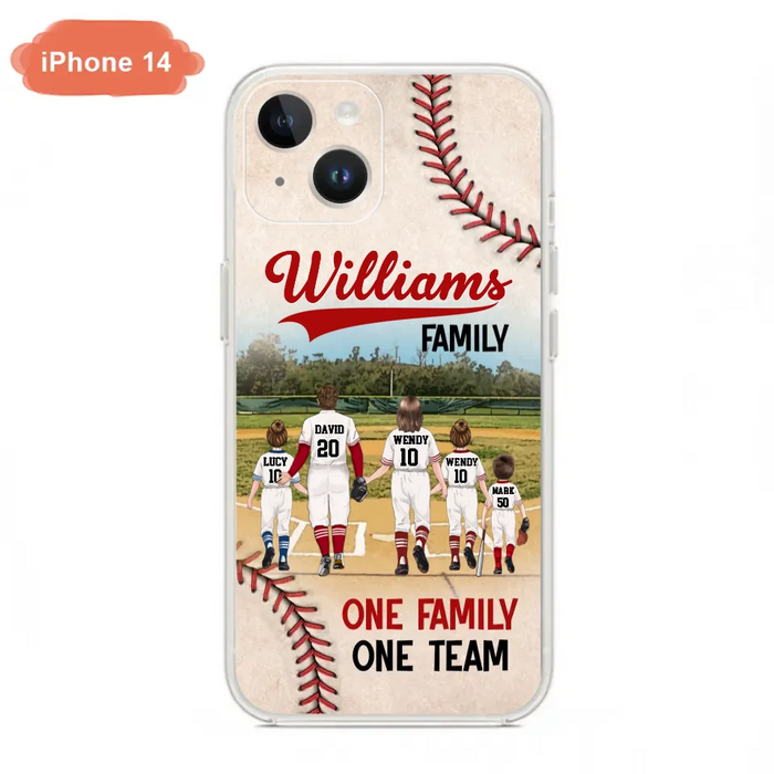 Custom Personalized Baseball Family Phone Case - Upto 3 Children - Gift Idea For Valentine's Day/Birthday/Anniversary/ Mother's Day Gift For Wife From Husband - One Family One Team - Case for iPhone/Samsung