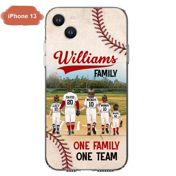 Custom Personalized Baseball Family Phone Case - Upto 3 Children - Gift Idea For Valentine's Day/Birthday/Anniversary/ Mother's Day Gift For Wife From Husband - One Family One Team - Case for iPhone/Samsung