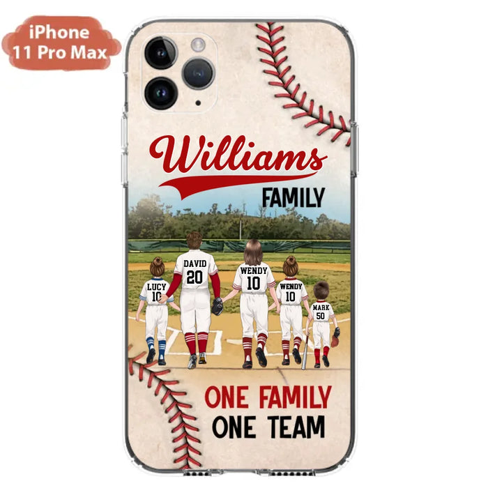 Custom Personalized Baseball Family Phone Case - Upto 3 Children - Gift Idea For Valentine's Day/Birthday/Anniversary/ Mother's Day Gift For Wife From Husband - One Family One Team - Case for iPhone/Samsung