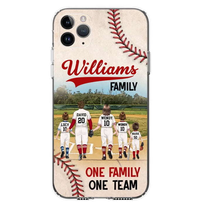 Custom Personalized Baseball Family Phone Case - Upto 3 Children - Gift Idea For Valentine's Day/Birthday/Anniversary/ Mother's Day Gift For Wife From Husband - One Family One Team - Case for iPhone/Samsung