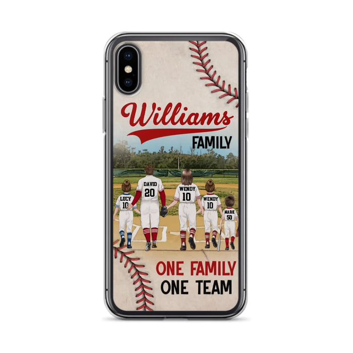 Custom Personalized Baseball Family Phone Case - Upto 3 Children - Gift Idea For Valentine's Day/Birthday/Anniversary/ Mother's Day Gift For Wife From Husband - One Family One Team - Case for iPhone/Samsung