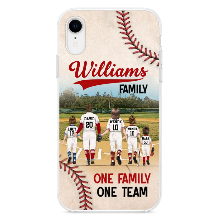 Custom Personalized Baseball Family Phone Case - Upto 3 Children - Gift Idea For Valentine's Day/Birthday/Anniversary/ Mother's Day Gift For Wife From Husband - One Family One Team - Case for iPhone/Samsung