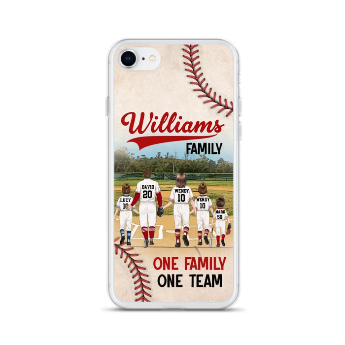 Custom Personalized Baseball Family Phone Case - Upto 3 Children - Gift Idea For Valentine's Day/Birthday/Anniversary/ Mother's Day Gift For Wife From Husband - One Family One Team - Case for iPhone/Samsung