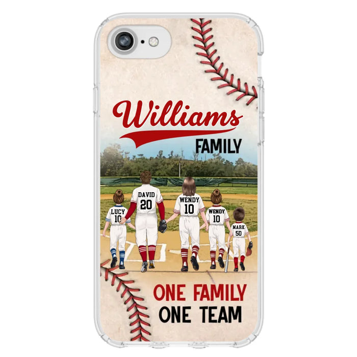 Custom Personalized Baseball Family Phone Case - Upto 3 Children - Gift Idea For Valentine's Day/Birthday/Anniversary/ Mother's Day Gift For Wife From Husband - One Family One Team - Case for iPhone/Samsung