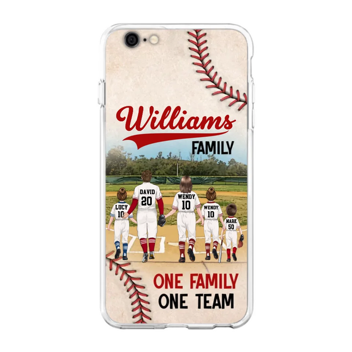 Custom Personalized Baseball Family Phone Case - Upto 3 Children - Gift Idea For Valentine's Day/Birthday/Anniversary/ Mother's Day Gift For Wife From Husband - One Family One Team - Case for iPhone/Samsung