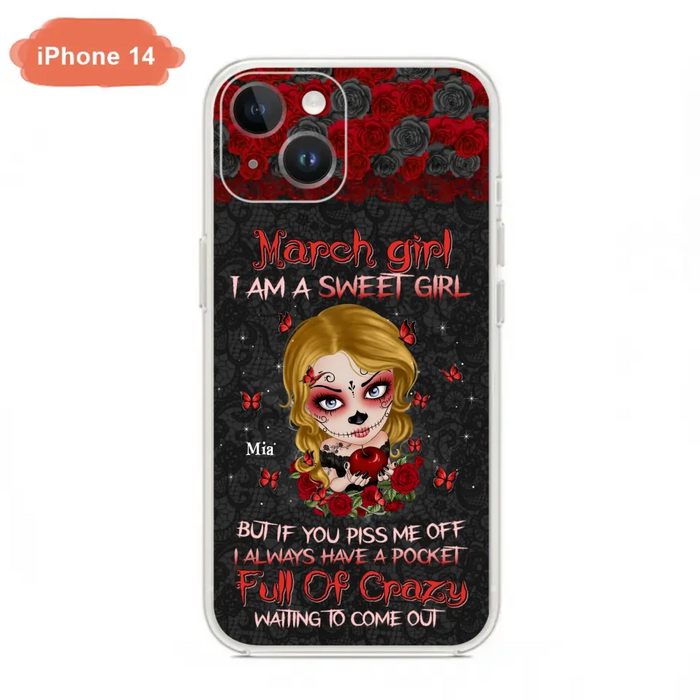 Custom Personalized Sweet Skull Girl Phone Case - Birthday Gift Idea For Girl/ Skull Lover - I Am A Sweet Girl - Case For iPhone And Samsung