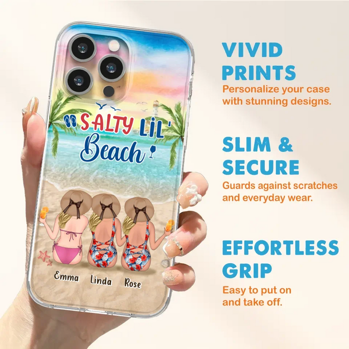 Custom Personalized Beach Girls Phone Case - Upto 3 Girls - Gift Idea For Friends/ Sisters - Salty Lil' Beach - Case For iPhone And Samsung