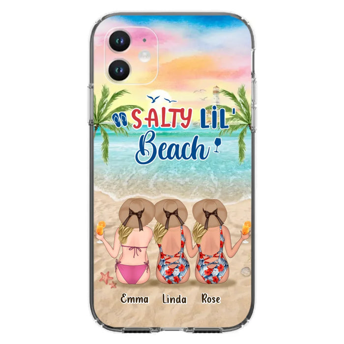 Custom Personalized Beach Girls Phone Case - Upto 3 Girls - Gift Idea For Friends/ Sisters - Salty Lil' Beach - Case For iPhone And Samsung