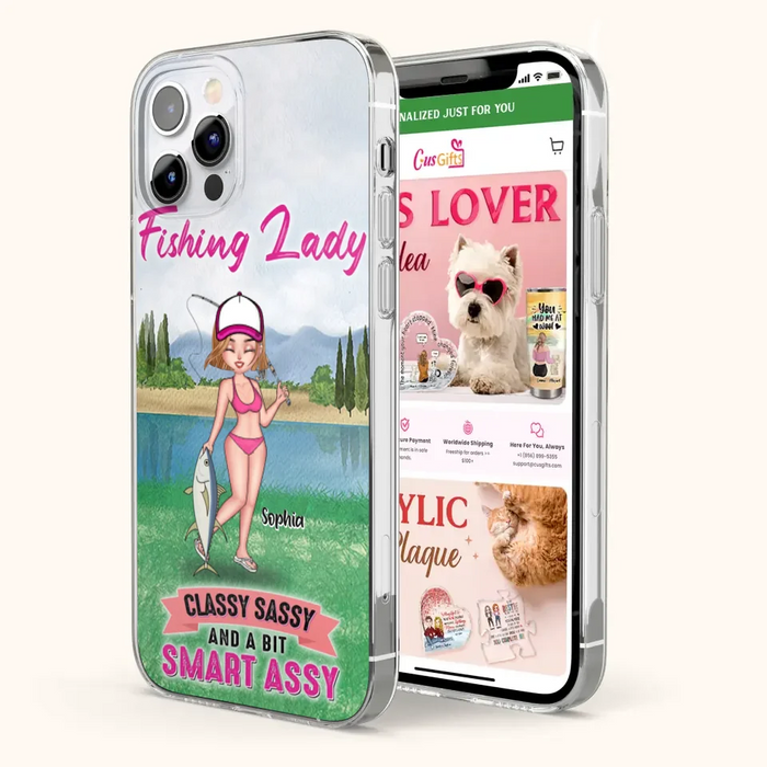 Custom Personalized Fishing Girl Phone Case - Gift Idea For Fishing Lovers - Fishing Lady, Classy Sassy And A Bit Smart Assy - Cases For iPhone & Samsung