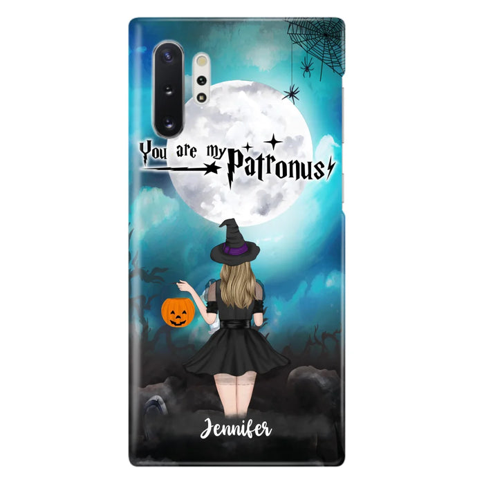 Custom Personalized Halloween Phone Case - Up to 3 Girls and 2 Cats - You Are My Patronus - Wiccan Decor/Pagan Decor