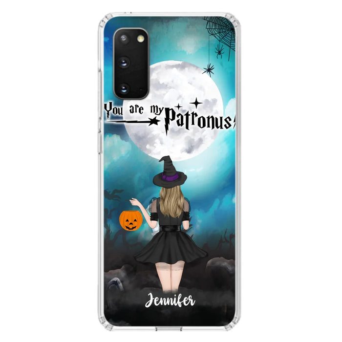 Custom Personalized Halloween Phone Case - Up to 3 Girls and 2 Cats - You Are My Patronus - Wiccan Decor/Pagan Decor