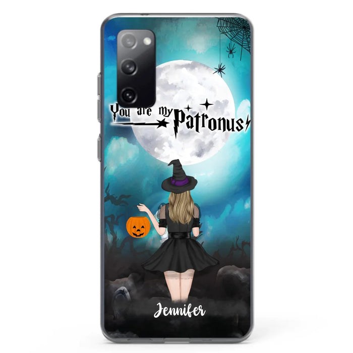 Custom Personalized Halloween Phone Case - Up to 3 Girls and 2 Cats - You Are My Patronus - Wiccan Decor/Pagan Decor