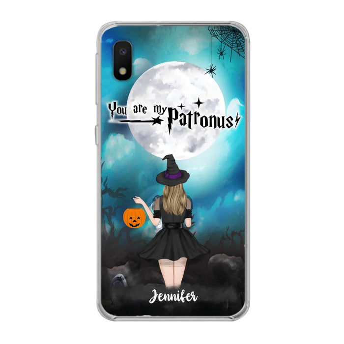 Custom Personalized Halloween Phone Case - Up to 3 Girls and 2 Cats - You Are My Patronus - Wiccan Decor/Pagan Decor