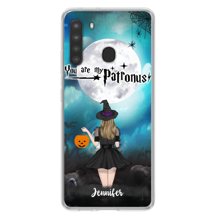 Custom Personalized Halloween Phone Case - Up to 3 Girls and 2 Cats - You Are My Patronus - Wiccan Decor/Pagan Decor