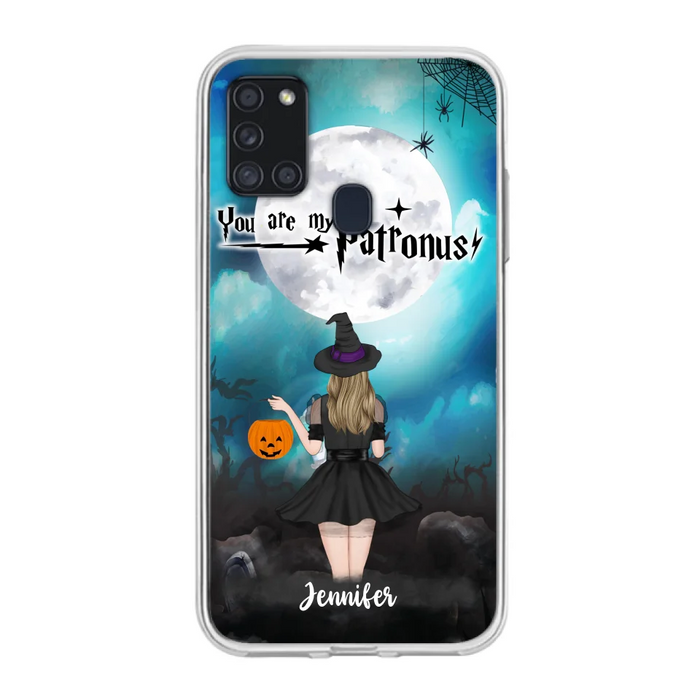 Custom Personalized Halloween Phone Case - Up to 3 Girls and 2 Cats - You Are My Patronus - Wiccan Decor/Pagan Decor