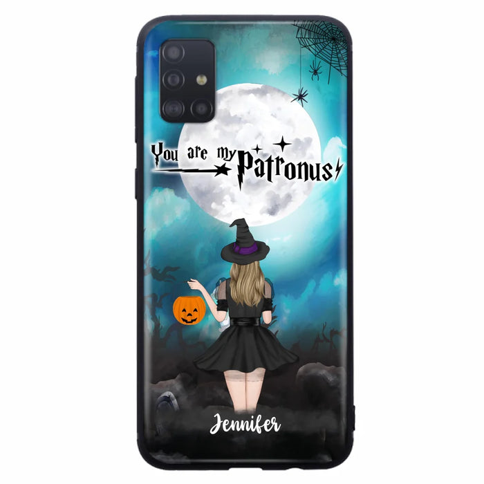 Custom Personalized Halloween Phone Case - Up to 3 Girls and 2 Cats - You Are My Patronus - Wiccan Decor/Pagan Decor