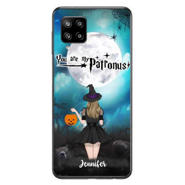 Custom Personalized Halloween Phone Case - Up to 3 Girls and 2 Cats - You Are My Patronus - Wiccan Decor/Pagan Decor