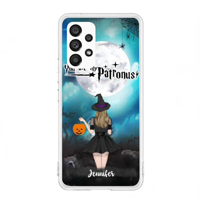 Custom Personalized Halloween Phone Case - Up to 3 Girls and 2 Cats - You Are My Patronus - Wiccan Decor/Pagan Decor