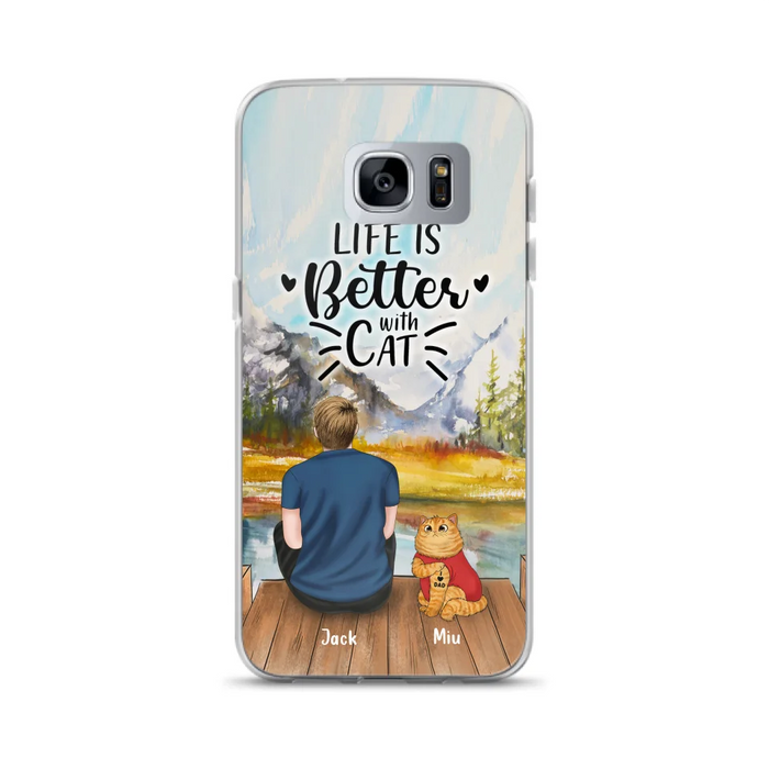 Custom Personalized Cat Dad Phone Case - Gifts For Cat Lovers With Upto 3 Cats - Best Cat Dad Ever - I Love Dad - Case For iPhone, Samsung And Xiaomi