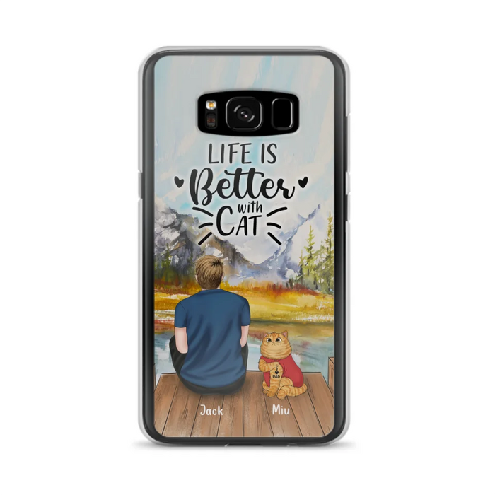 Custom Personalized Cat Dad Phone Case - Gifts For Cat Lovers With Upto 3 Cats - Best Cat Dad Ever - I Love Dad - Case For iPhone, Samsung And Xiaomi