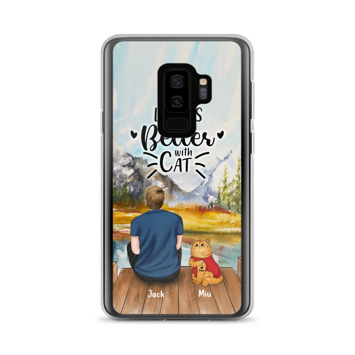 Custom Personalized Cat Dad Phone Case - Gifts For Cat Lovers With Upto 3 Cats - Best Cat Dad Ever - I Love Dad - Case For iPhone, Samsung And Xiaomi