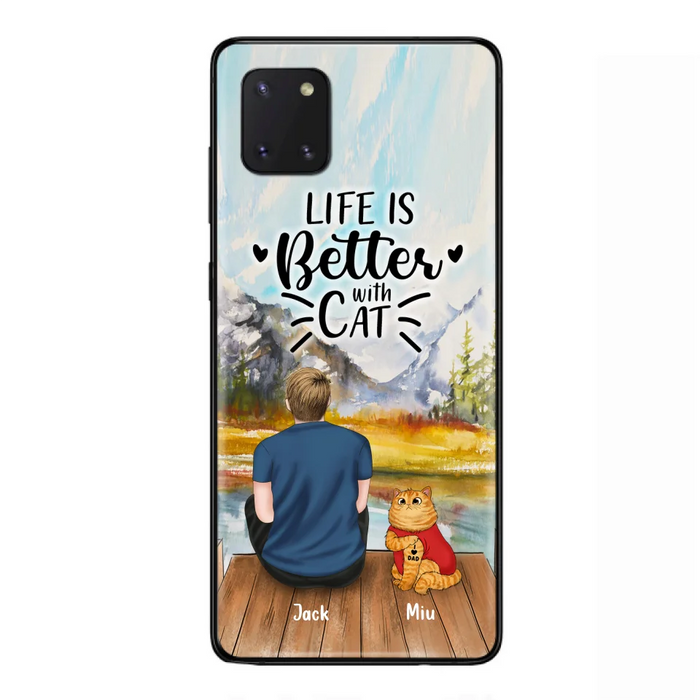 Custom Personalized Cat Dad Phone Case - Gifts For Cat Lovers With Upto 3 Cats - Best Cat Dad Ever - I Love Dad - Case For iPhone, Samsung And Xiaomi