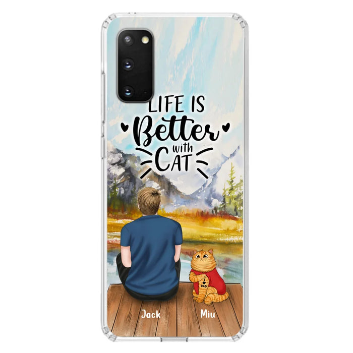 Custom Personalized Cat Dad Phone Case - Gifts For Cat Lovers With Upto 3 Cats - Best Cat Dad Ever - I Love Dad - Case For iPhone, Samsung And Xiaomi