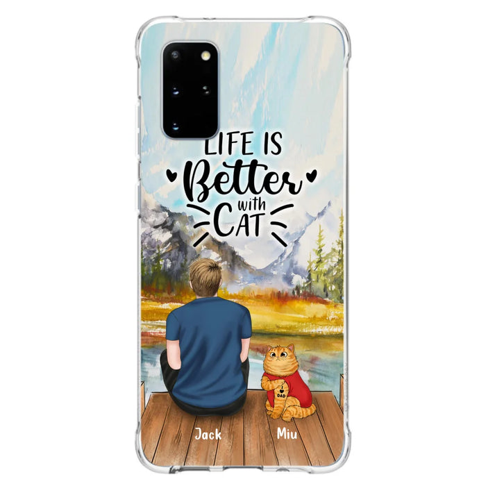 Custom Personalized Cat Dad Phone Case - Gifts For Cat Lovers With Upto 3 Cats - Best Cat Dad Ever - I Love Dad - Case For iPhone, Samsung And Xiaomi