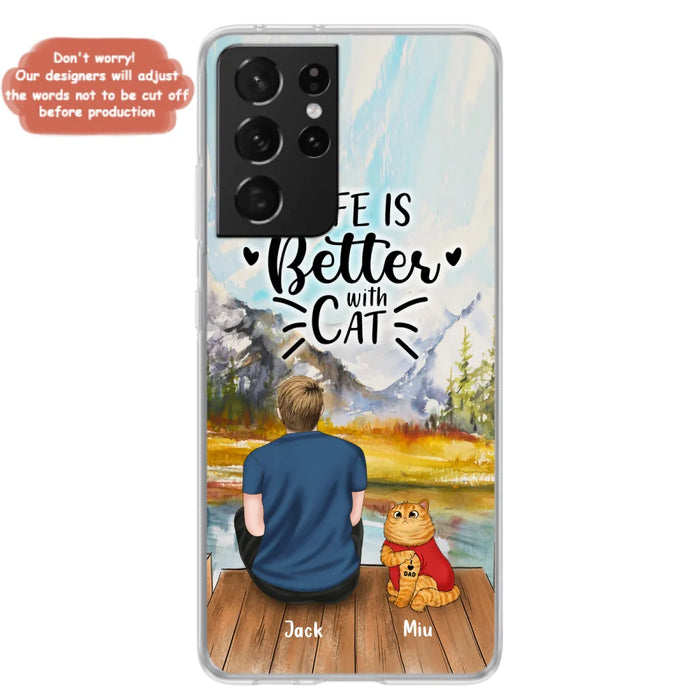 Custom Personalized Cat Dad Phone Case - Gifts For Cat Lovers With Upto 3 Cats - Best Cat Dad Ever - I Love Dad - Case For iPhone, Samsung And Xiaomi