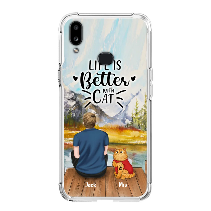 Custom Personalized Cat Dad Phone Case - Gifts For Cat Lovers With Upto 3 Cats - Best Cat Dad Ever - I Love Dad - Case For iPhone, Samsung And Xiaomi