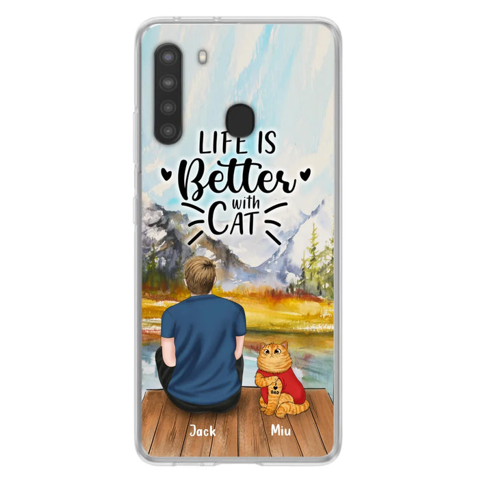 Custom Personalized Cat Dad Phone Case - Gifts For Cat Lovers With Upto 3 Cats - Best Cat Dad Ever - I Love Dad - Case For iPhone, Samsung And Xiaomi