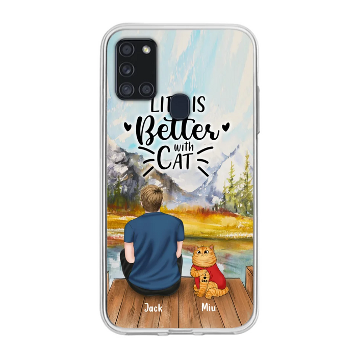 Custom Personalized Cat Dad Phone Case - Gifts For Cat Lovers With Upto 3 Cats - Best Cat Dad Ever - I Love Dad - Case For iPhone, Samsung And Xiaomi