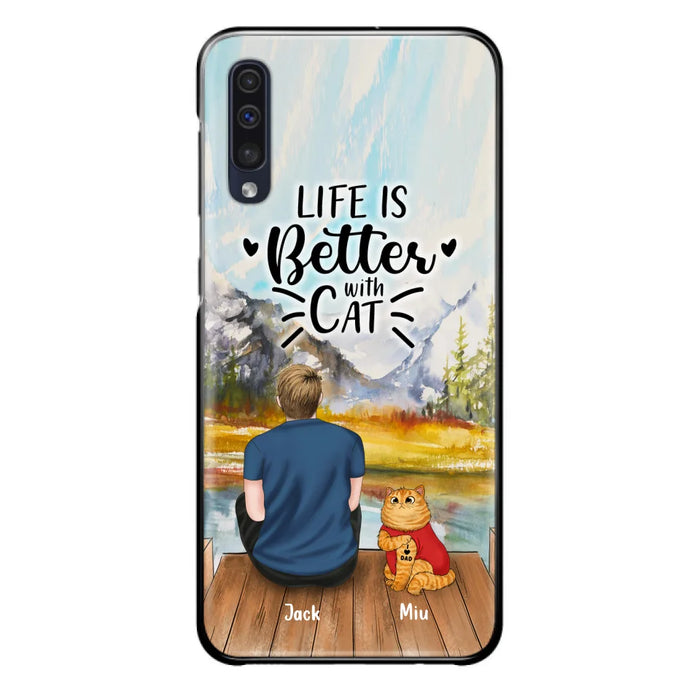 Custom Personalized Cat Dad Phone Case - Gifts For Cat Lovers With Upto 3 Cats - Best Cat Dad Ever - I Love Dad - Case For iPhone, Samsung And Xiaomi