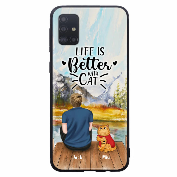 Custom Personalized Cat Dad Phone Case - Gifts For Cat Lovers With Upto 3 Cats - Best Cat Dad Ever - I Love Dad - Case For iPhone, Samsung And Xiaomi