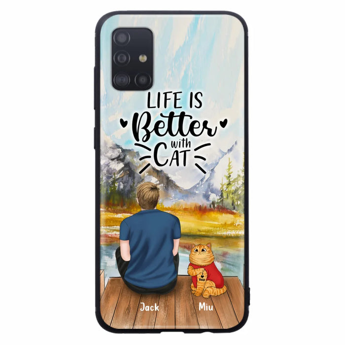 Custom Personalized Cat Dad Phone Case - Gifts For Cat Lovers With Upto 3 Cats - Best Cat Dad Ever - I Love Dad - Case For iPhone, Samsung And Xiaomi