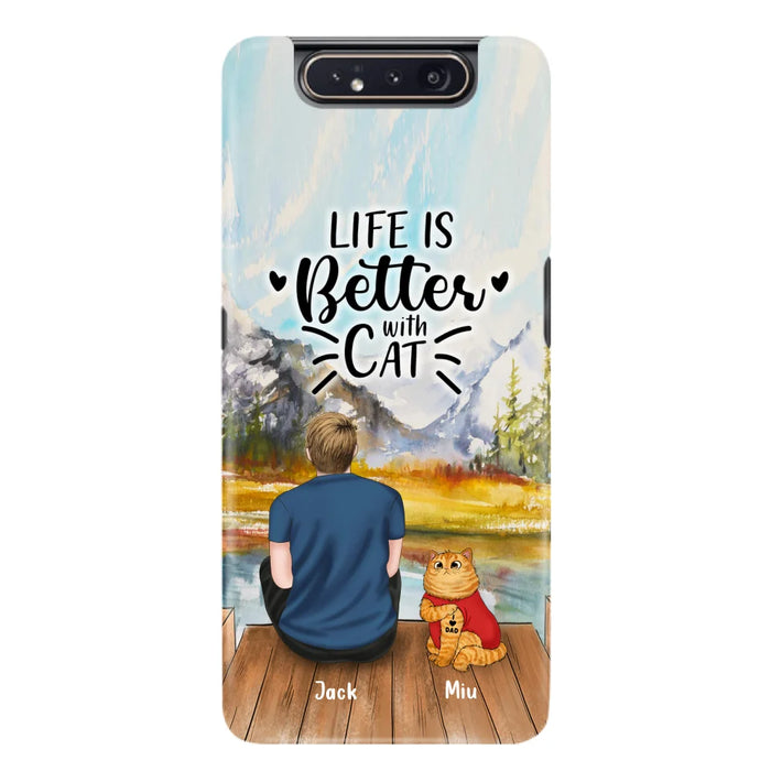 Custom Personalized Cat Dad Phone Case - Gifts For Cat Lovers With Upto 3 Cats - Best Cat Dad Ever - I Love Dad - Case For iPhone, Samsung And Xiaomi