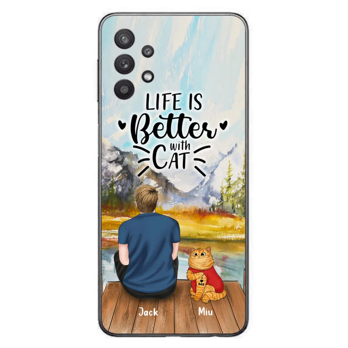 Custom Personalized Cat Dad Phone Case - Gifts For Cat Lovers With Upto 3 Cats - Best Cat Dad Ever - I Love Dad - Case For iPhone, Samsung And Xiaomi