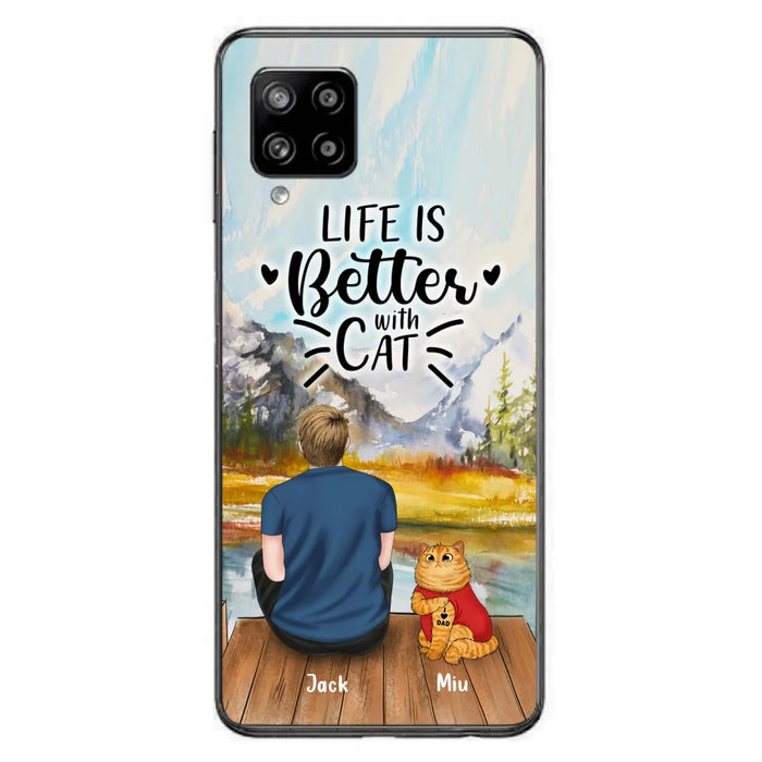 Custom Personalized Cat Dad Phone Case - Gifts For Cat Lovers With Upto 3 Cats - Best Cat Dad Ever - I Love Dad - Case For iPhone, Samsung And Xiaomi