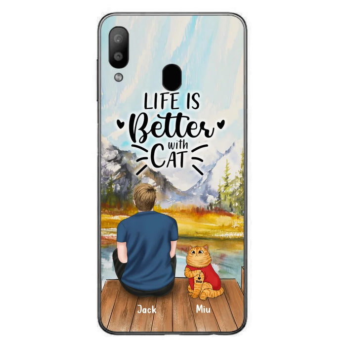 Custom Personalized Cat Dad Phone Case - Gifts For Cat Lovers With Upto 3 Cats - Best Cat Dad Ever - I Love Dad - Case For iPhone, Samsung And Xiaomi