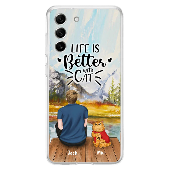 Custom Personalized Cat Dad Phone Case - Gifts For Cat Lovers With Upto 3 Cats - Best Cat Dad Ever - I Love Dad - Case For iPhone, Samsung And Xiaomi